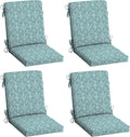 Arden 4-Pack Outdoor Patio Dining Chair Cushion, 20x44, Rain-Proof Seat Pad, Fade-Resistant Outdoor Cushion Turquoise Daphne Medallion