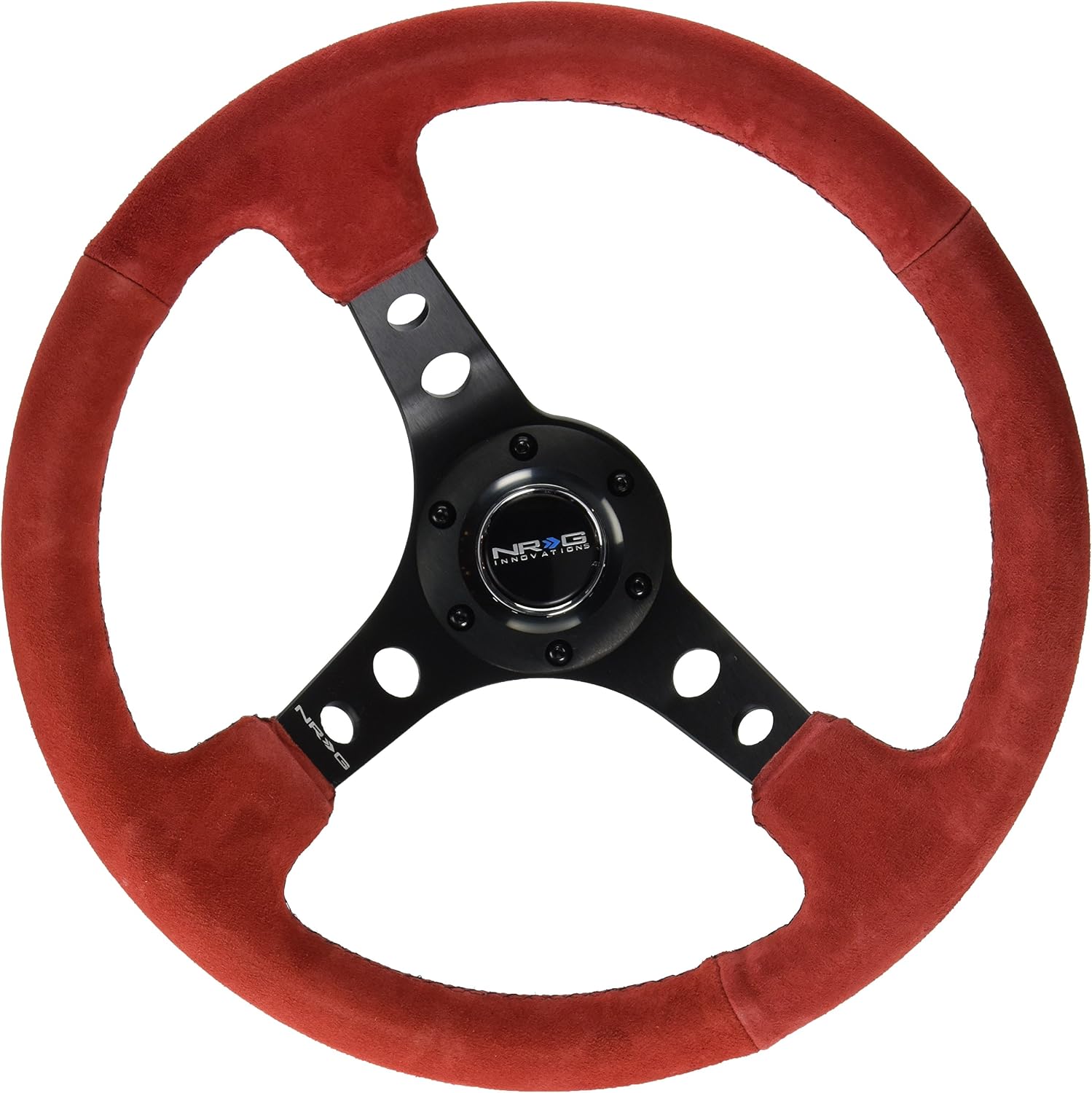 NRG Innovations NRG-RST-006S-RR NRG-RST-006S-RR Reinforced Steering Wheel - 350MM Sport Steering Wheel (3' Deep) Red Suede