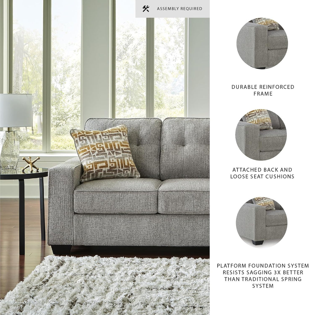 Signature Design by Ashley Fanciful Classic Sofa with Tufted Cushion and Removable Cushion, Light Gray