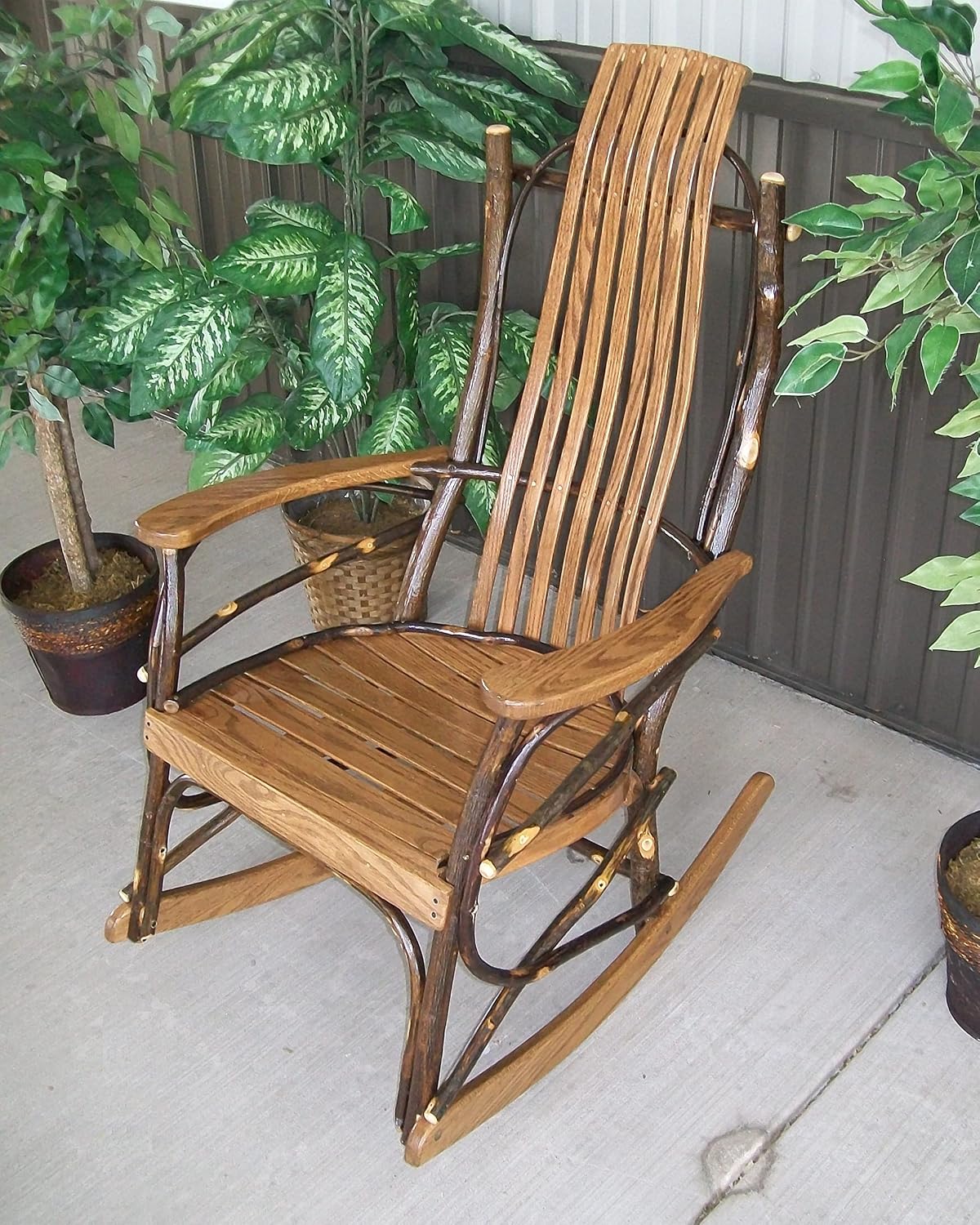 Amish-Made Medium Walnut-Stained Oak and Hickory Rocking Chair