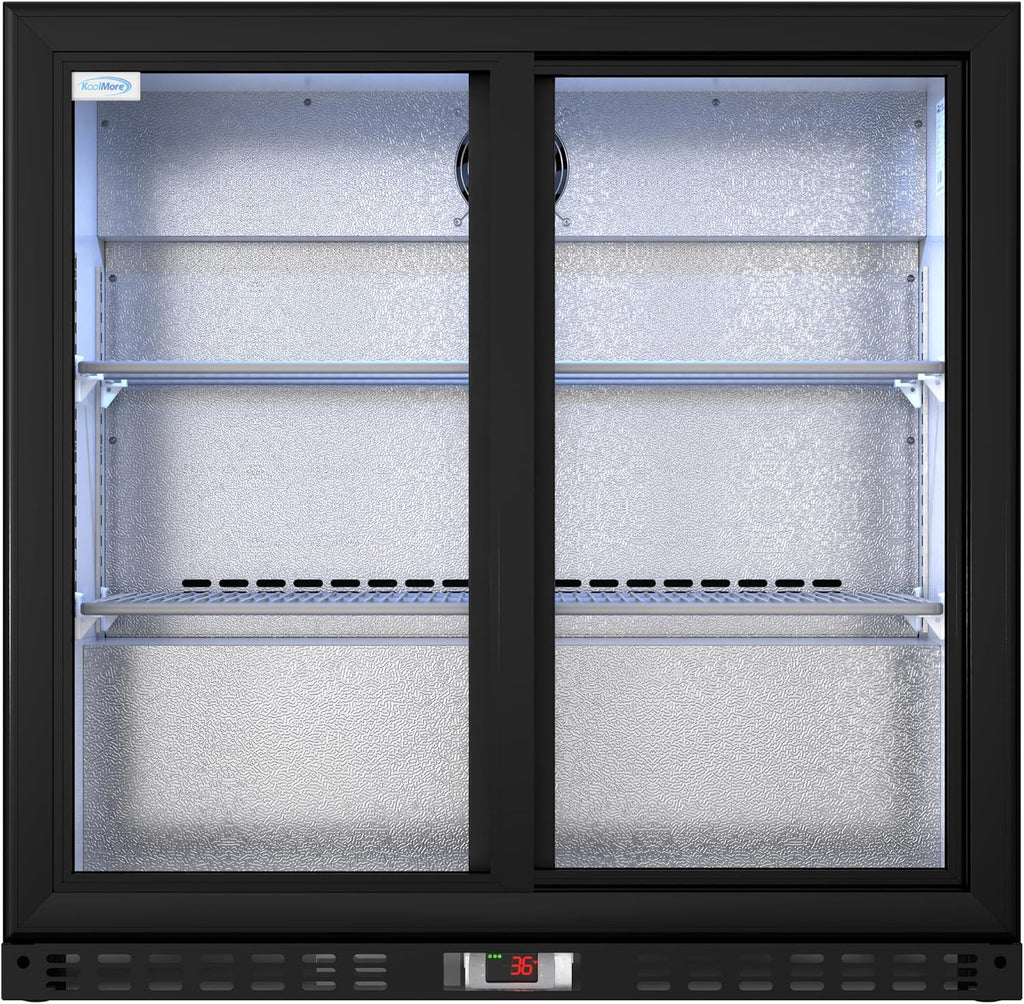 KoolMore BC-2DSL-BK Commercial-refrigerators, Double Sliding Door, Black, 7.4 cubic feet