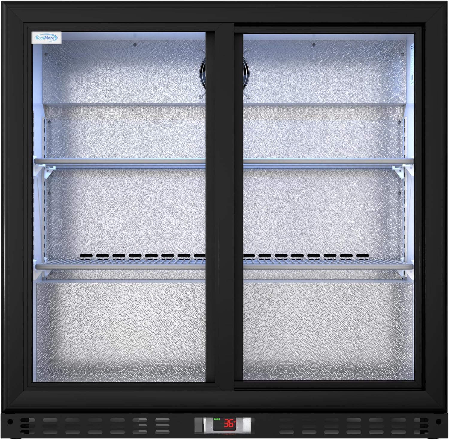 KoolMore BC-2DSL-BK Commercial-refrigerators, Double Sliding Door, Black, 7.4 cubic feet
