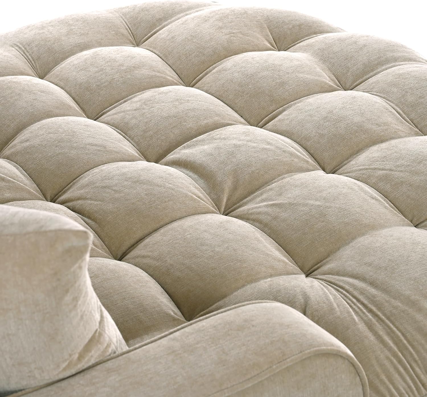 Merax 55' Modern Chaise Lounge Sofa Bed, Chenille Upholstered Couch with Tufted Seat and Removable & Adjustable Pillows for Living Room, Champagne