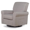 Evolur London Upholstered Plush Seating Glider Swivel, Ergonomically Designed for Nursery in Fossil, Tool-Free Assembly, Easy to Clean, Greenguard Gold Certified, Environmentally Conscious Glider