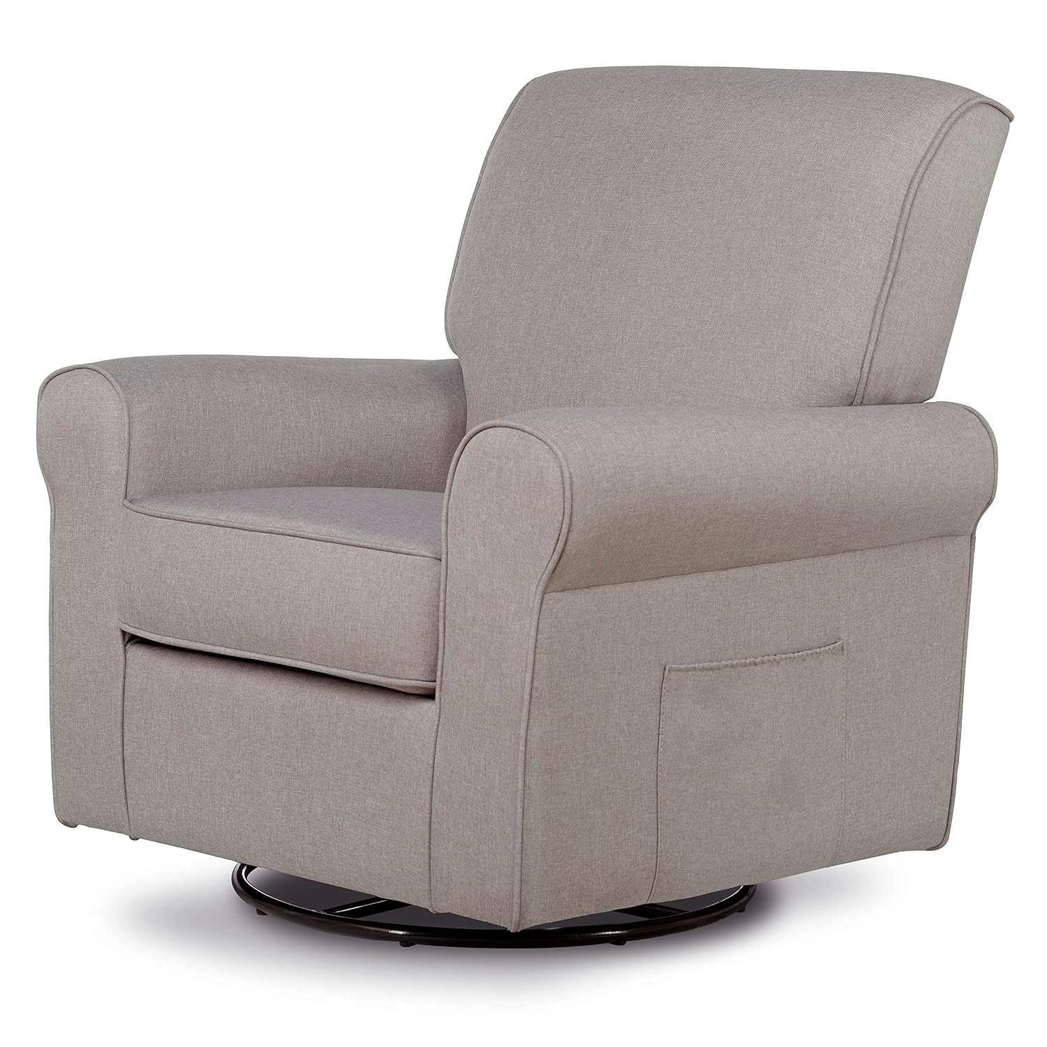 Evolur London Upholstered Plush Seating Glider Swivel, Ergonomically Designed for Nursery in Fossil, Tool-Free Assembly, Easy to Clean, Greenguard Gold Certified, Environmentally Conscious Glider