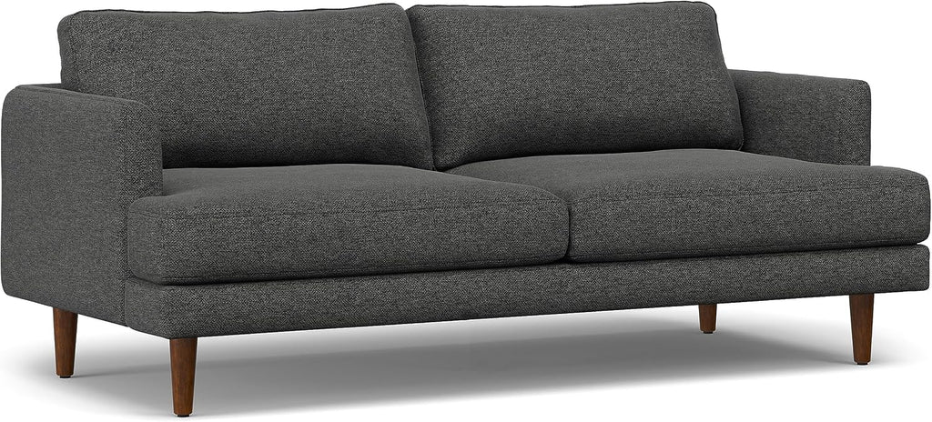 SIMPLIHOME Livingston 76' Wide x 33' High Sofa in Charcoal Grey Woven-Blend Fabric, Handcrafted Loveseat Couch for Living Room or Family Room, Mid-Century Modern Style, Solid Wood Frame