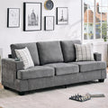 Garvee Modern 89' 3-Seater Sofa for Living Room, Comfy Couches with Deep Seat, Chenille Sofa with Cup Holders and Side Storage Pockets for Apartment Lounge, Grey
