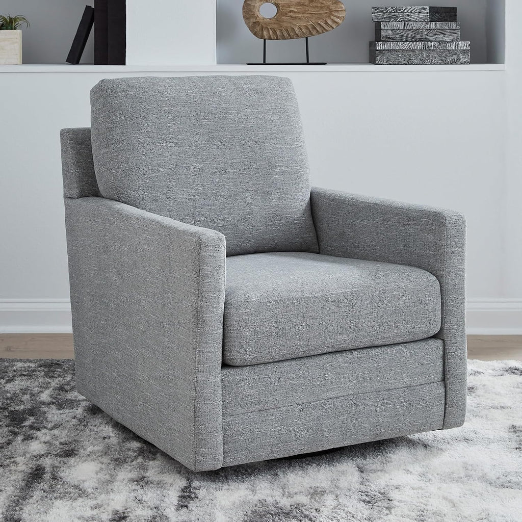 Signature Design by Ashley Freybourne Next-Gen Nuvella Casual Stain Resistant Swivel Accent Chair with Reversible Cushions, Light Gray