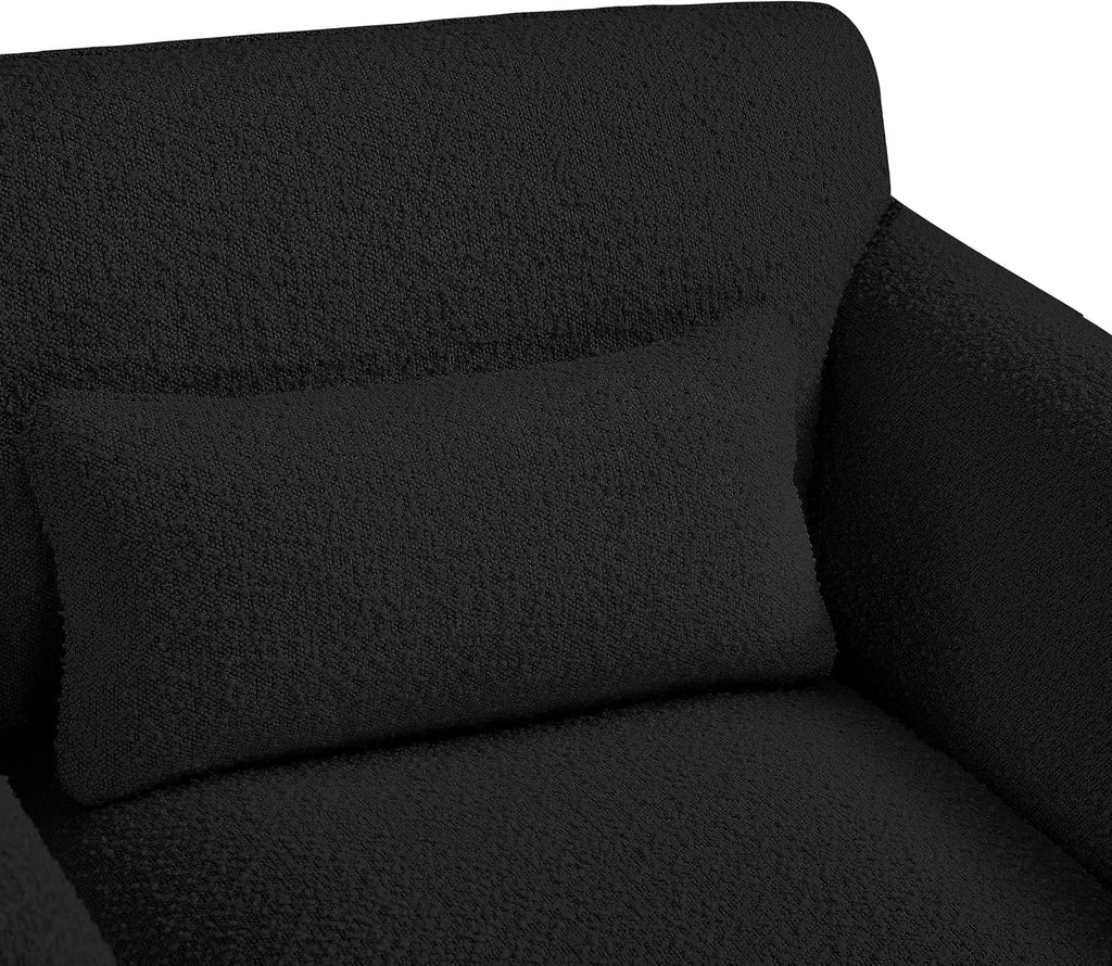 Meridian Furniture 198Black-S Stylus Collection Modern | Contemporary Boucle Fabric Upholstered Sofa with Rich Black Boucle Fabric, Curved Arms, 86' W x 38' D x 31' H, Black