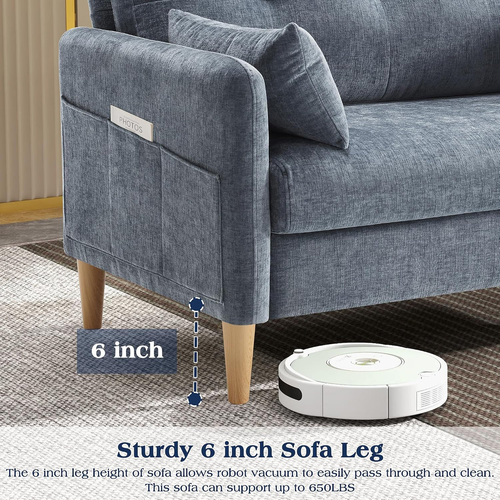 Hanherry Loveseat Sofa, 47' Small Couch for Living Room, Comfy Chenille Fabric Love Seat for Bedroom with Throw Pillow,Removable Cushion Cover,Couches for Small Space,Apartment,Dorm