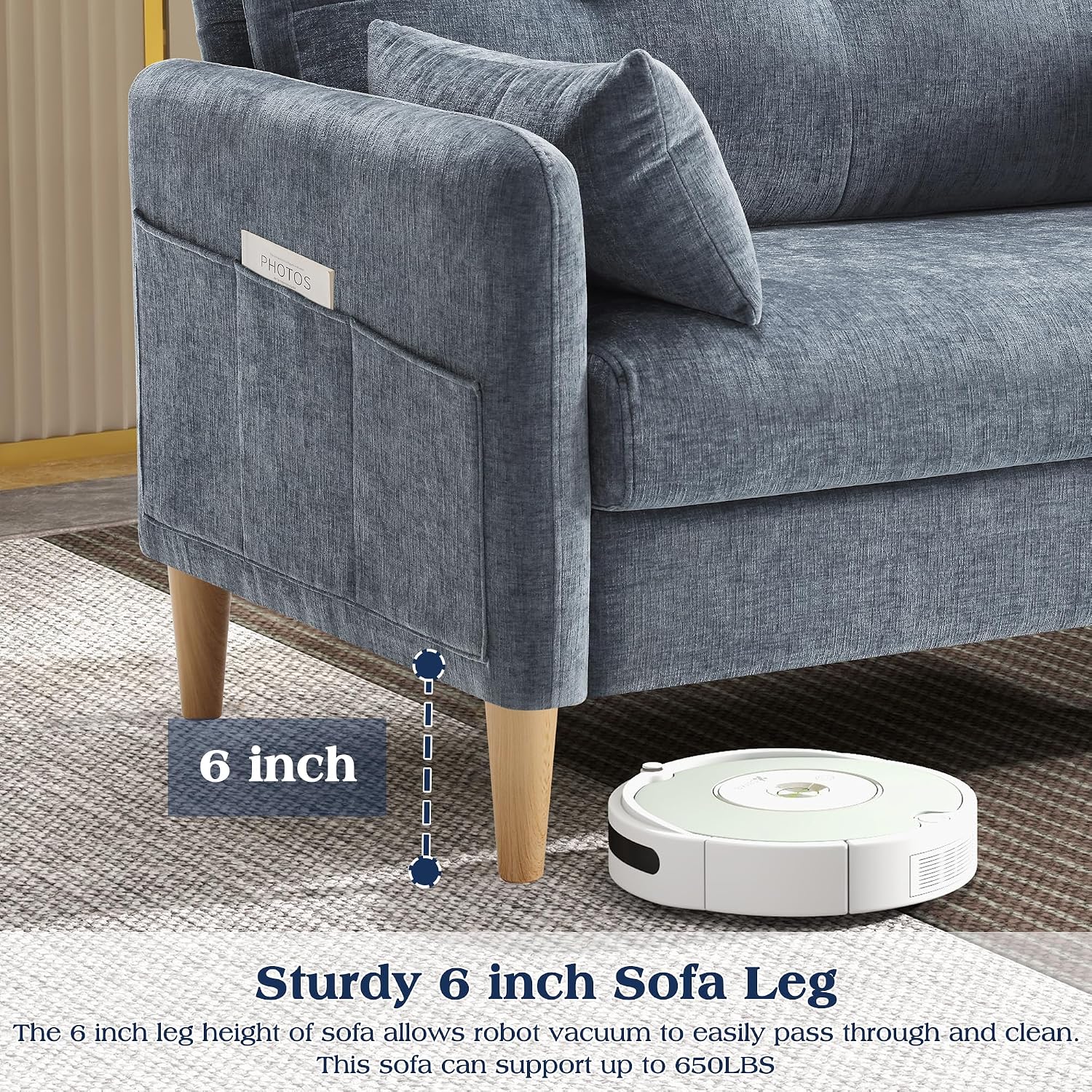 Hanherry Loveseat Sofa, 47' Small Couch for Living Room, Comfy Chenille Fabric Love Seat for Bedroom with Throw Pillow,Removable Cushion Cover,Couches for Small Space,Apartment,Dorm