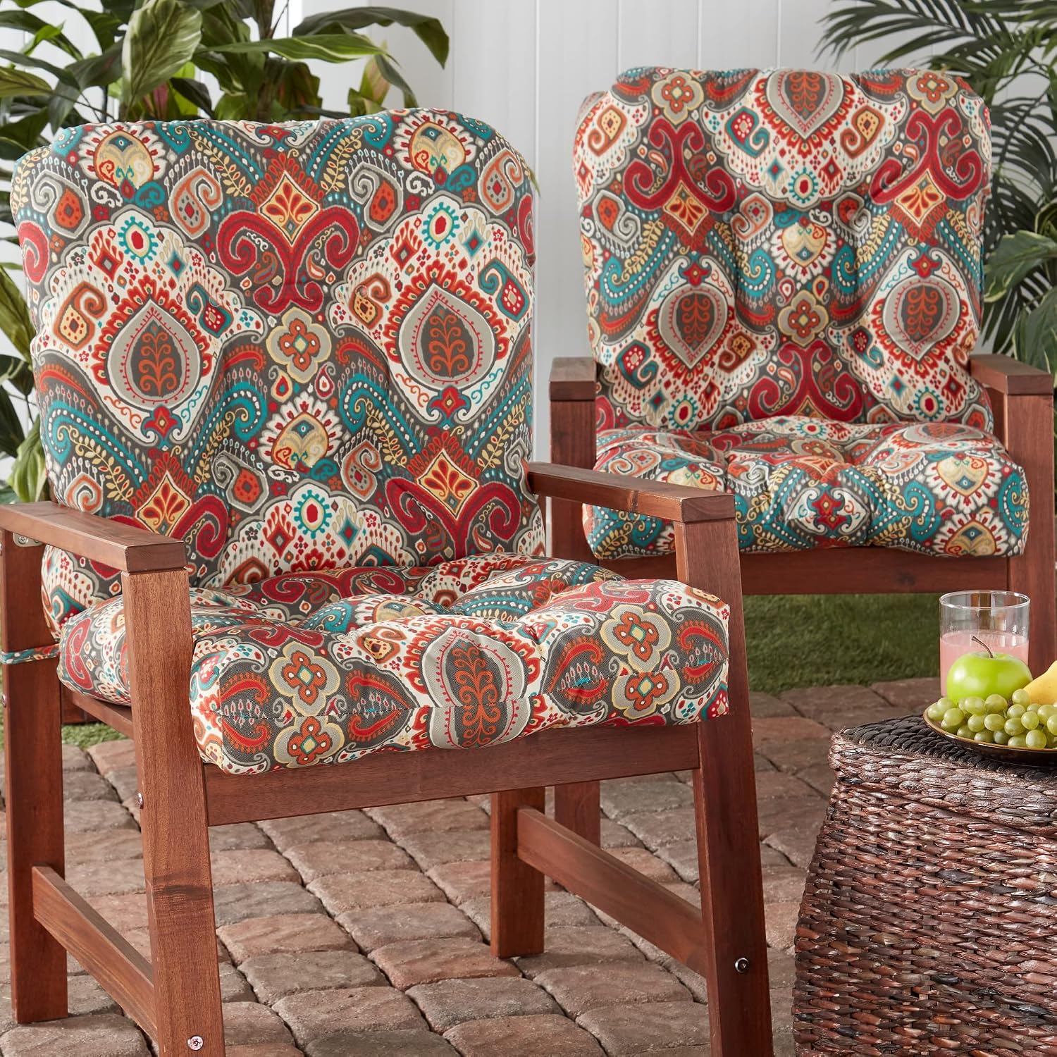 Greendale Home Fashions Outdoor 42x21-inch Seat/Back Chair Cushion (Set of 2), Painted Desert