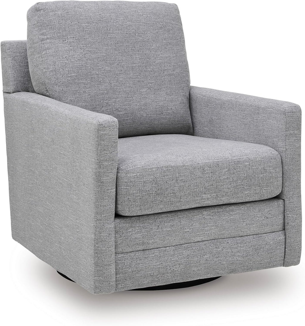 Signature Design by Ashley Freybourne Next-Gen Nuvella Casual Stain Resistant Swivel Accent Chair with Reversible Cushions, Light Gray