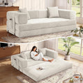MoonSpeak 78.8''Sleeper Couch Bed for Livingroom,Convertible Modular Sofa with Armrest Pillow,Modular Foldable Corduroy Couches in a Box,No Assembly (White)