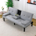 KEIKI 3 in 1 Convertible Sleeper Sofa Bed with Cup Holder, Futon Sofa for Living Room, Dorm, or Home Office, Light Gray