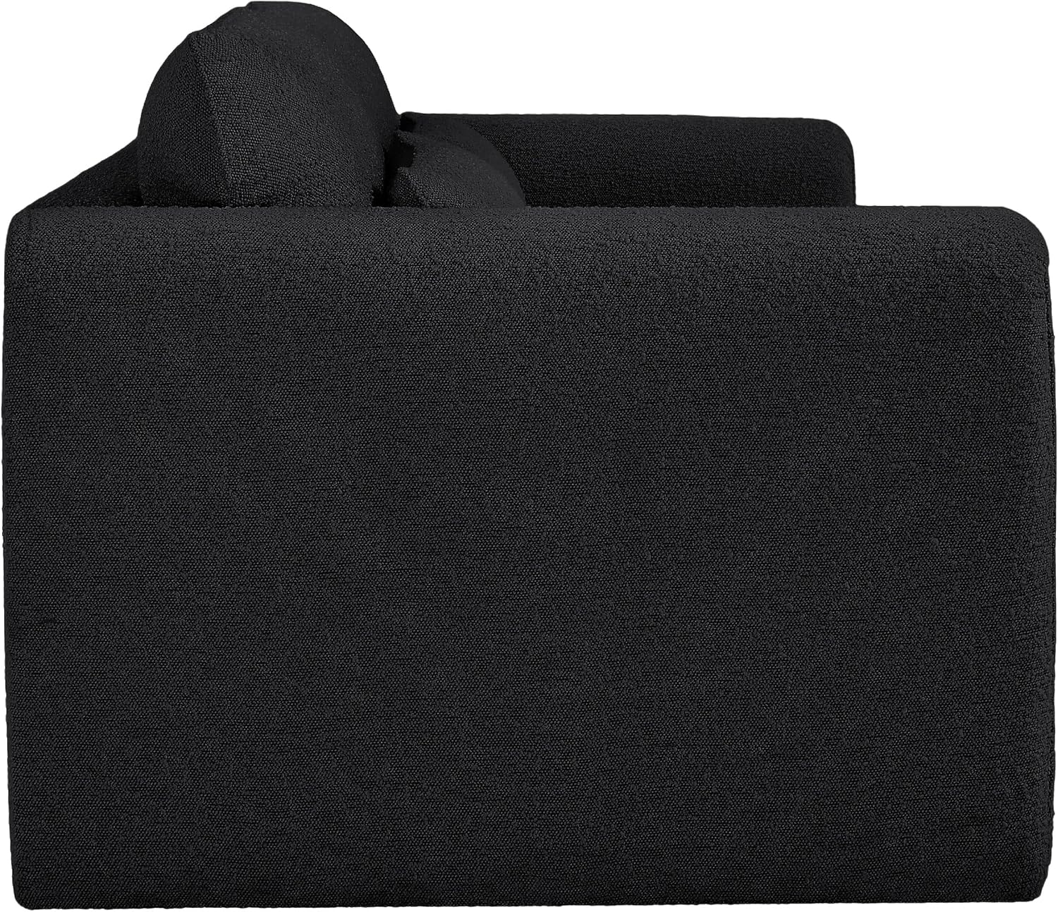 Meridian Furniture 198Black-S Stylus Collection Modern | Contemporary Boucle Fabric Upholstered Sofa with Rich Black Boucle Fabric, Curved Arms, 86' W x 38' D x 31' H, Black