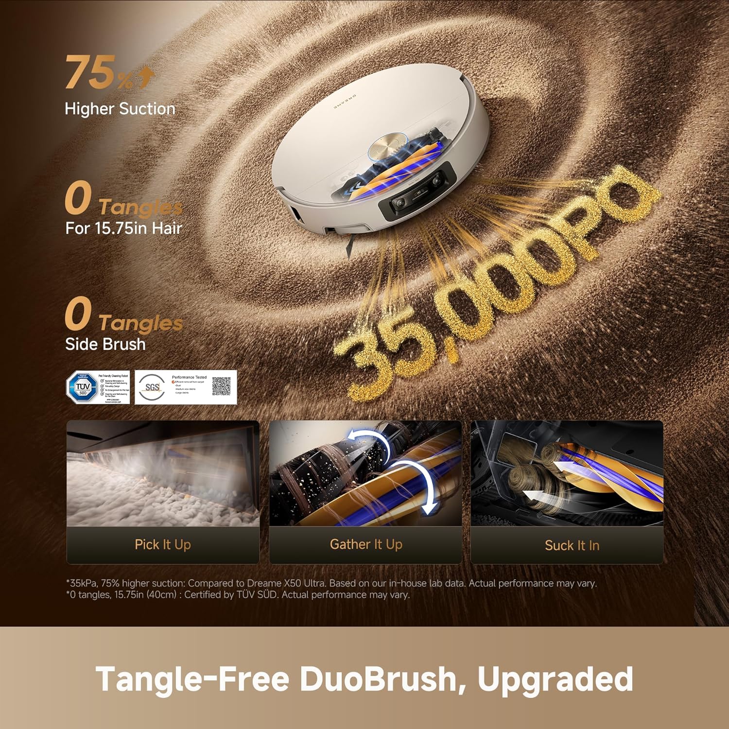 DREAME X60 Max Ultra Complete Robot Vacuum and Mop, Ultra-Thin Design, 35,000Pa Suction, Self Emptying&Refilling, Mop Self-Cleaning, 280+ Obstacle Avoidance, White