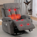 Rocker Recliner, Glider Recliner Chairs for Adults, 360° Swivel Recliner Chair w/Massage and Heating, Nursery Chair with Rocking Function, Side Pocket, Cup Holders for Living Room, Bedroom, Grey