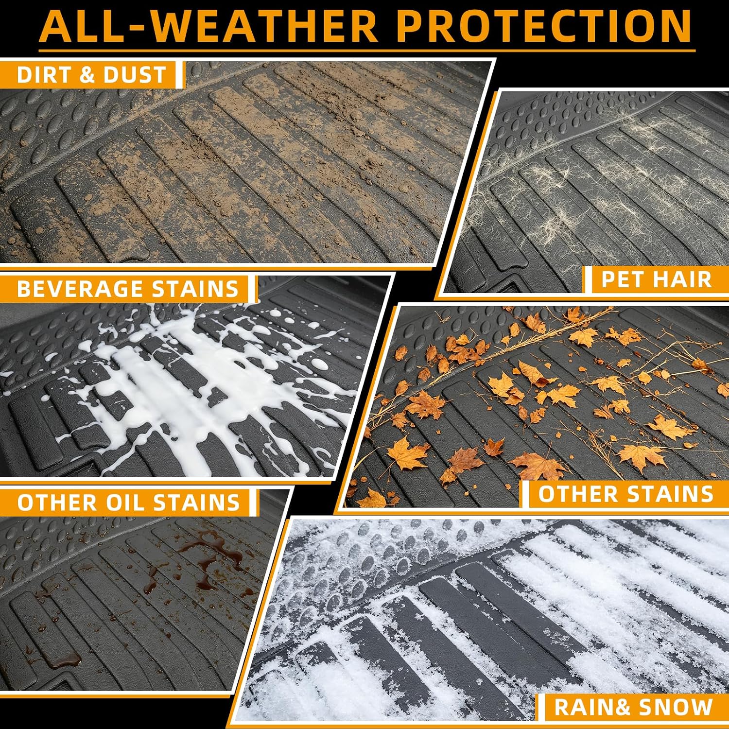 Floor Mats for Toyota RAV4 2019-2025, 2021 RAV4 Floor Mats, TPE Non-Slip Waterproof Summer Winter, for Front & Rear Row & Cargo Floor Mats