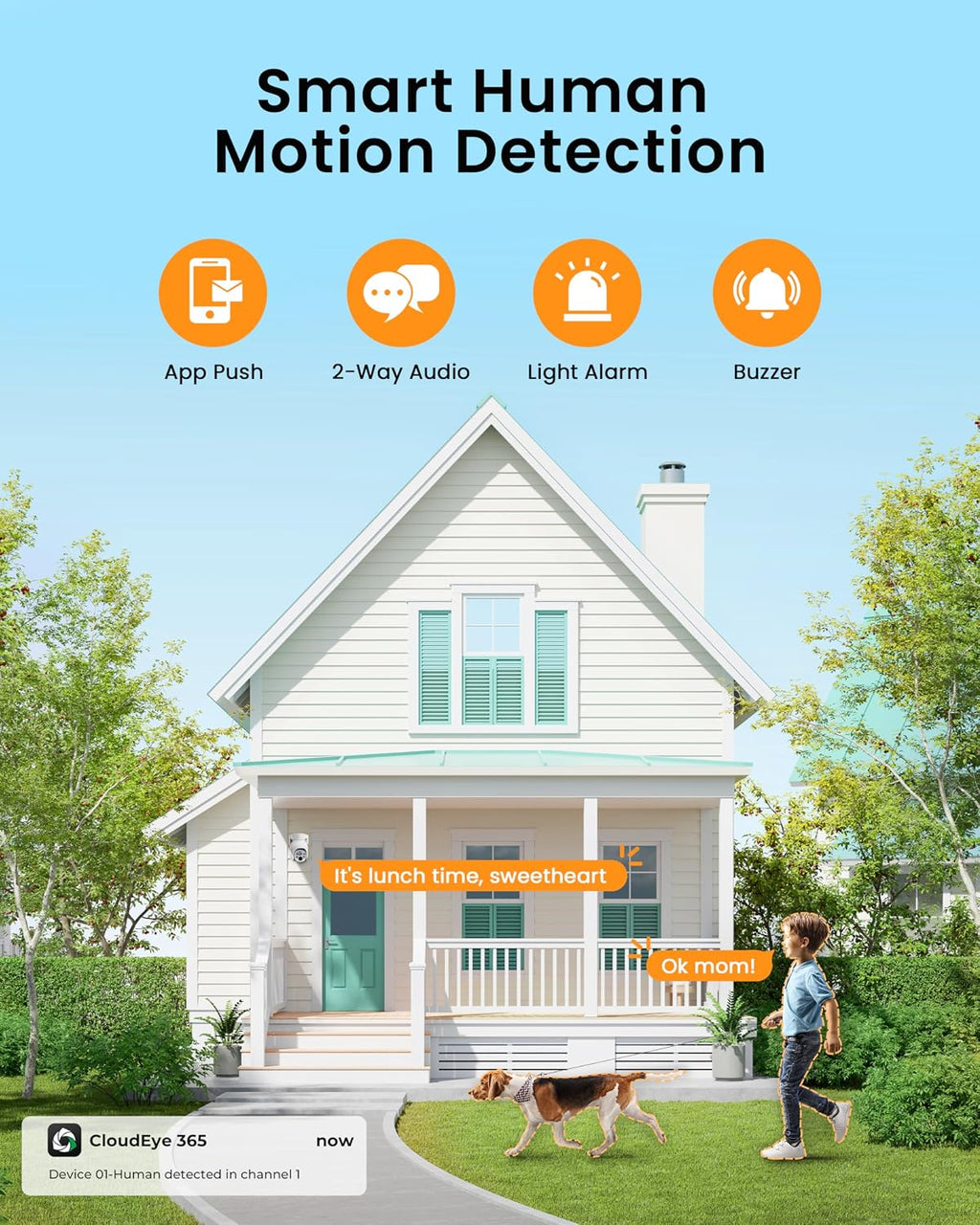 Security Cameras Wireless Outdoor, No Subscription, Solar-Powered, Home Security Cameras System with 360° Pan & Tilt, Auto Tracking, 2K Color Night Vision, 500G HDD Local Recording, 2.4G & 5G WiFi