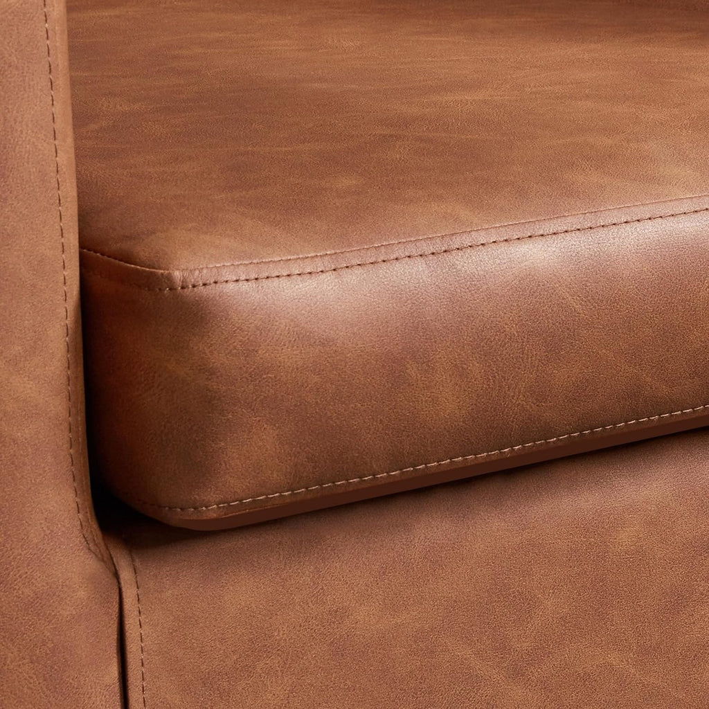 Yaheetech Accent Chair, PU Leather, Modern and Comfortable Armchairs, Upholstered Barrel Sofa Chair for Living Room Bedroom Waiting Room, Brown