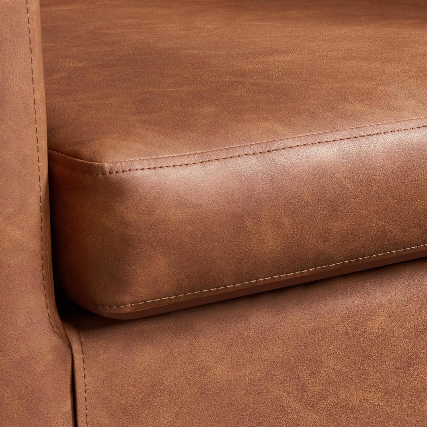 Yaheetech Accent Chair, PU Leather, Modern and Comfortable Armchairs, Upholstered Barrel Sofa Chair for Living Room Bedroom Waiting Room, Brown
