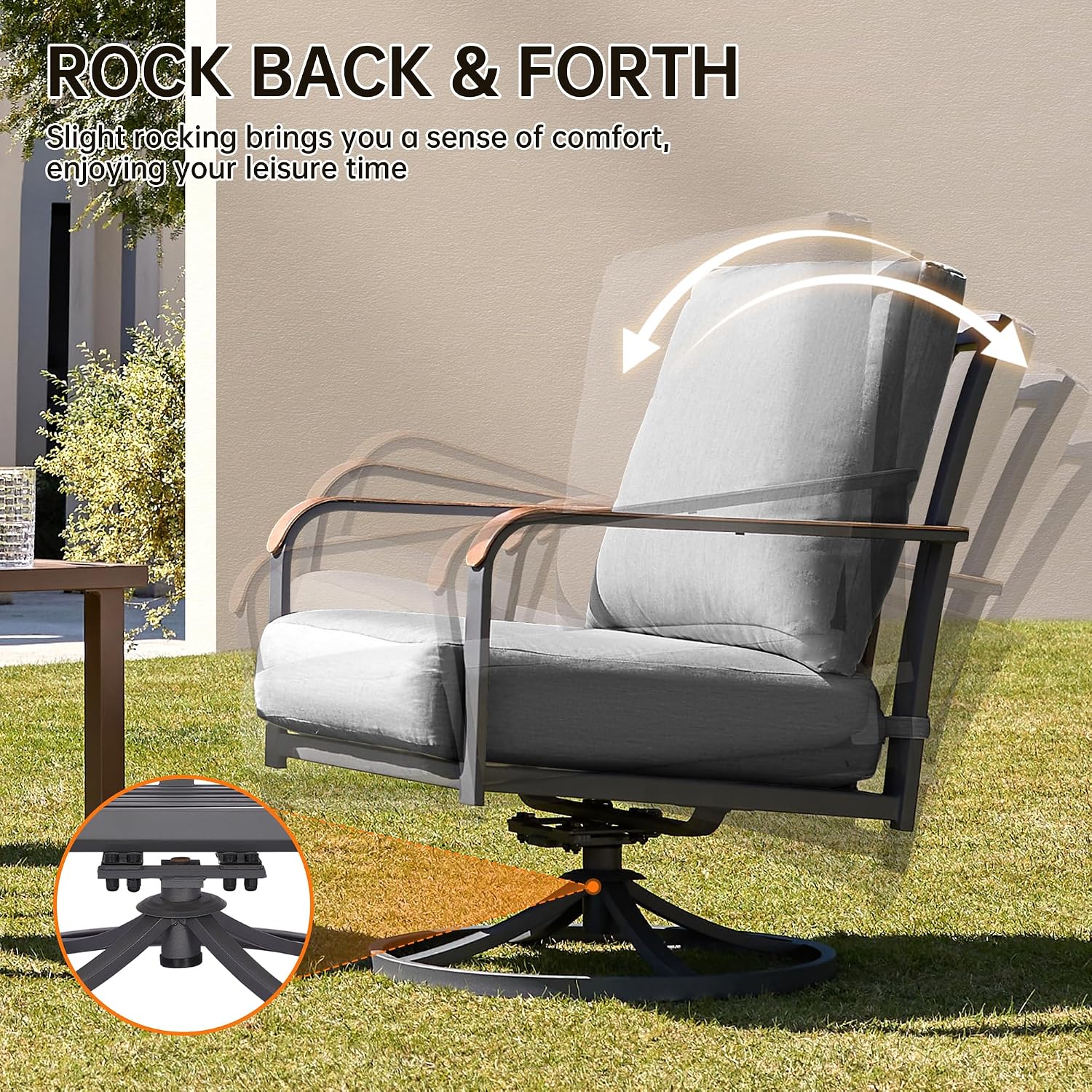 NATURAL EXPRESSIONS Patio Furniture Set,Outdoor Patio Chairs with 2 Swivel Glider Rocking Chairs,5 Piece Outdoor Conversation Set with Ottomans,All Weather Sturdy Frame,6' Cushions for Garden,Yard
