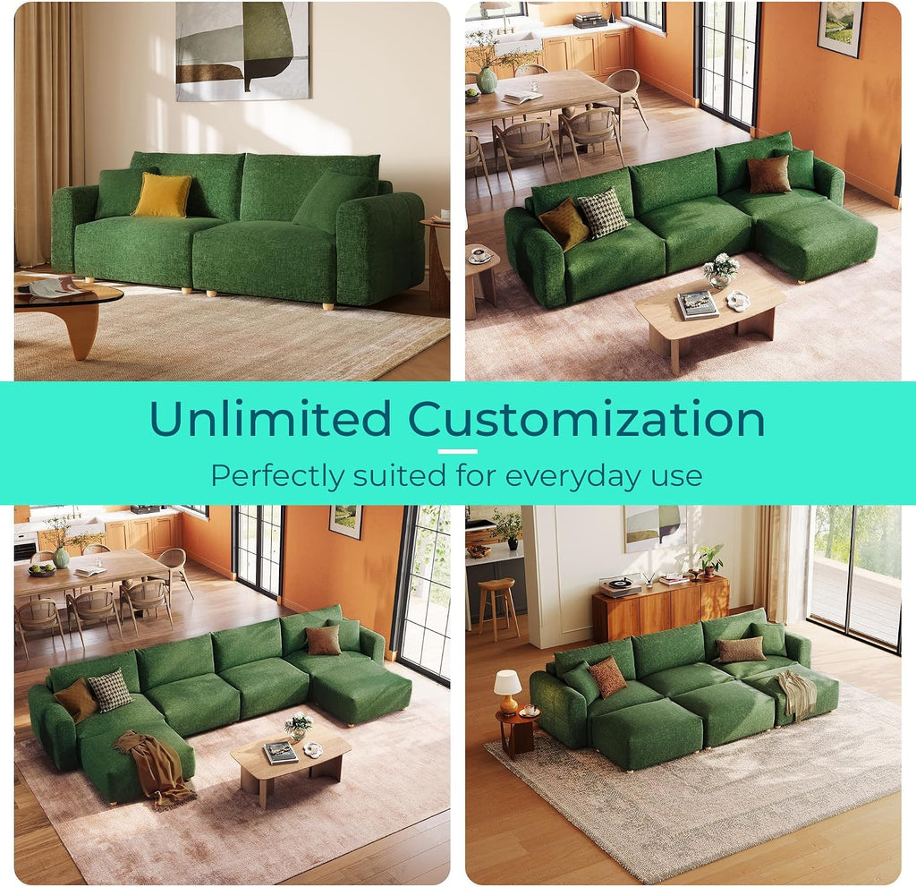 LINSY HOME Oversized Loveseat, 91' Deep Seat Cloud Couch Loveseat 2-Seater Sofa Sectionals for Living Room Bedroom, Cozy Couch Luxury Chenille Sofas, Green