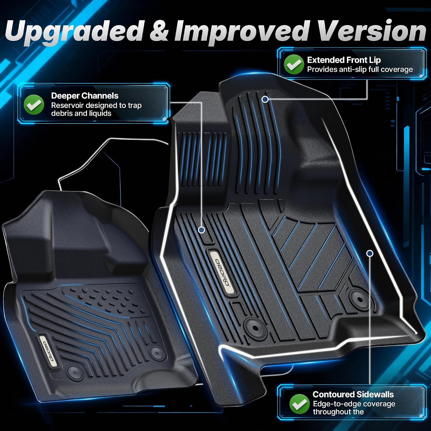 OEDRO Floor Mats for 2024 2025 2026 Chevy Trax/Buick Envista, Custom Fit TPE All Weather Trunk Mat with Backrest for Chevy Trax Accessories, Anti-Slip Back Seat Protector, Full Mat Set, Black