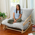 Pillow Saxx Bean Bag Rocking Chair - Elegant Oversized Rocker with Modern Wood Frame, Mondo Fur Grey