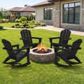 SERWALL Outdoor Adirondack Rocking Chairs Set of 4, All-Weather HDPE Adirondack Rocker Chair, Front Porch Rocker Chairs for Patio Lawn Porch Deck, Black