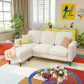 YESHOMY Couches for Living Room, Sofa with Movable Ottoman, Small Couch with Reversible Chaise and Side Pockets, L Shaped Couch for Small Space, Apartment (Corduroy, Cream)