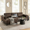 Modway Roscoe Left-Facing Sectional Sofa with Chaise in Espresso - 2-Piece Faux Leather Upholstered Deep Seat Couch, L Shaped Modular for Living Room or Lounge