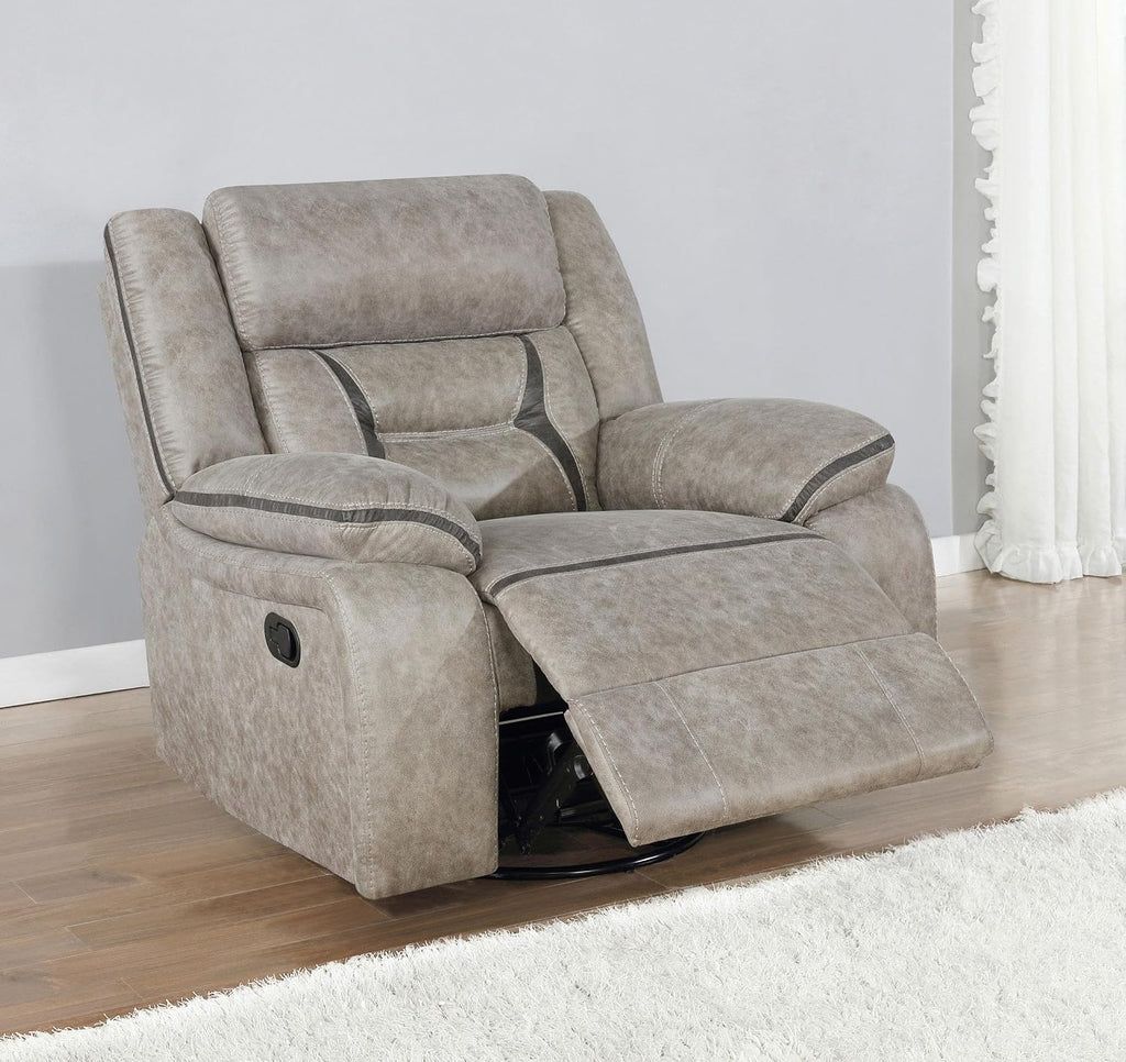 Coaster Home Furnishings - Greer - Leatherette Upholstered Swivel Glider Recliner Chair with Pocket Coil Cushions - Living Room - 41-Inch - Taupe - 651353