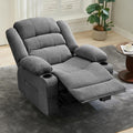 GarveeHome Large Recliner Chair for Adults Manual Pull Tab Reclining Chair with Cup Holders 3-Position Recliner Sofa for Living Room Overstuffed Single Sofa Chair Supports 350 Lbs