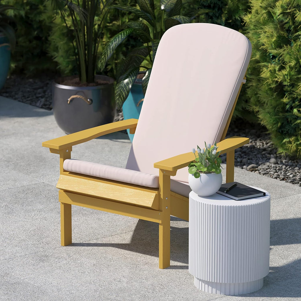 Flash Furniture Charlestown Set of 2 Adirondack Chair Cushions - Cream Fabric Cushions - 2' Thick Padding - Indoor/Outdoor - Patio Chair Replacement Cushions