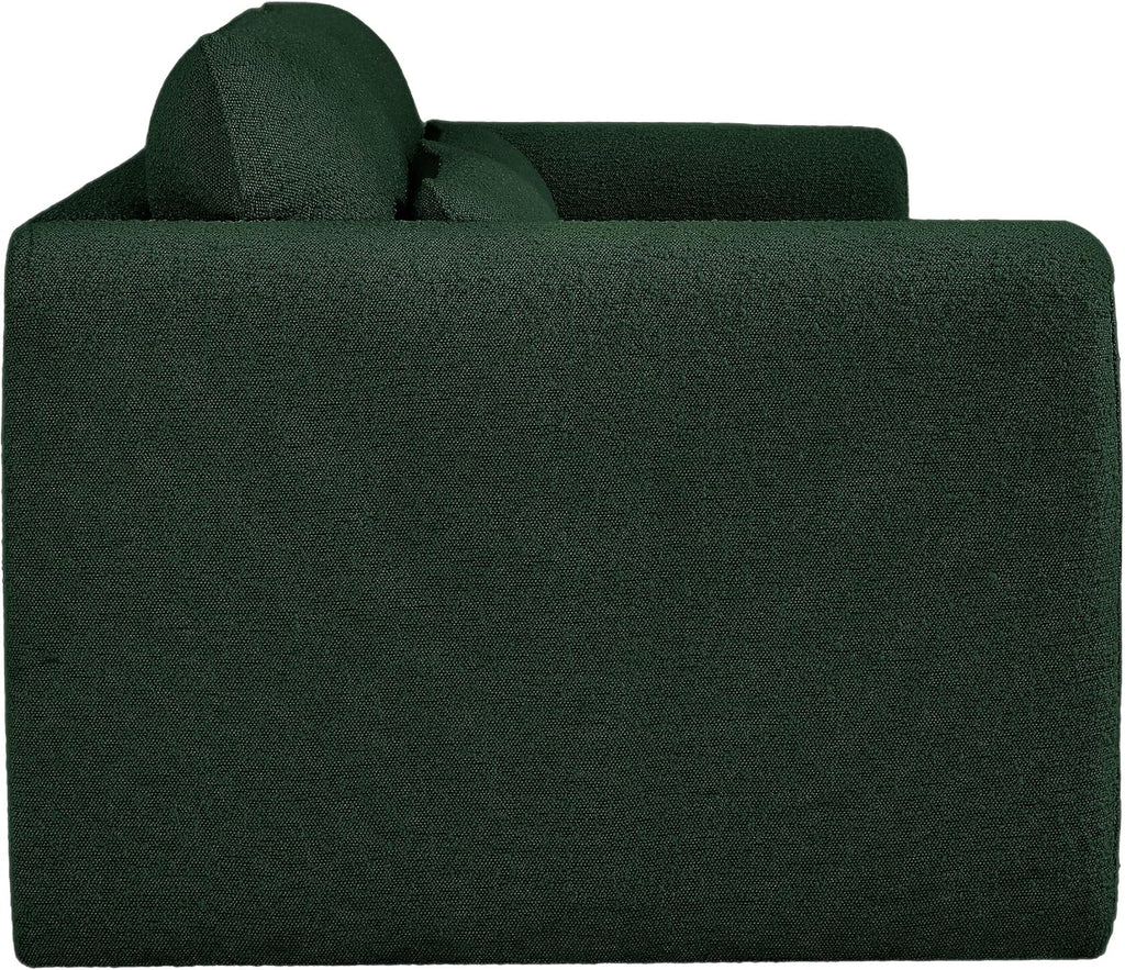 Meridian Furniture 198Green-S Stylus Collection Modern | Contemporary Boucle Fabric Upholstered Sofa with Rich Green Boucle Fabric, Curved Arms, 86' W x 38' D x 31' H, Green
