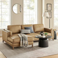 Modway Roscoe Left-Facing Sectional Sofa with Chaise in Toast - 2-Piece Faux Leather Upholstered Deep Seat Couch, L Shaped Modular for Living Room or Lounge