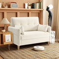 Urhanherry 47' Small Sofa Couch, Soft Chenille loveseat Mini Couch with Throw Pillow and Removable Cushion Cover for Small Spaces, Bedroom, Apartment, Dorm, Office, Living Room(Beige)