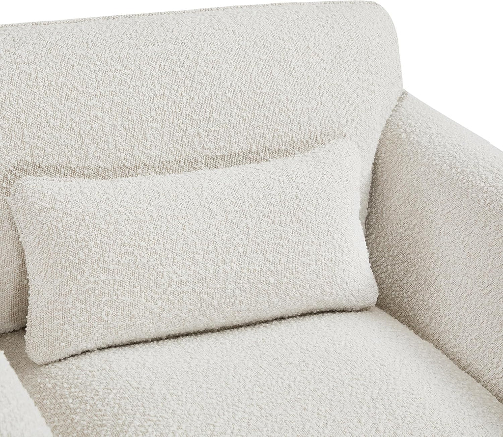 Meridian Furniture 198Cream-S Stylus Collection Modern | Contemporary Boucle Fabric Upholstered Sofa with Rich Cream Boucle Fabric, Curved Arms, 86' W x 38' D x 31' H, Cream