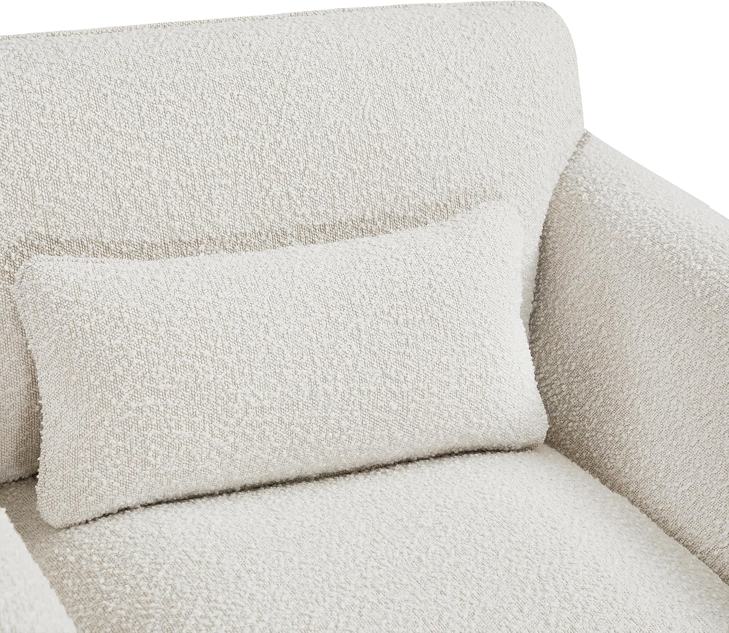 Meridian Furniture 198Cream-S Stylus Collection Modern | Contemporary Boucle Fabric Upholstered Sofa with Rich Cream Boucle Fabric, Curved Arms, 86' W x 38' D x 31' H, Cream