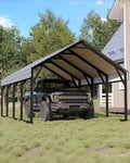 GarveeLife 12x20 ft Metal Carport, Reinforced Frame and Steel Roof for All-Weather Use, Permanent Shelter for Bass Boats, Full-Sized Pickup Trucks, and Tractors