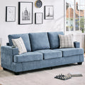 Garvee 89' Modern Sofa for Living Room, 3-Seater Comfy Couches with Deep Seat, Chenille Couch with Cup Holders and Side Storage Pockets for Apartment Lounge, Blue