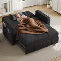 YITAHOME 3-in-1 Convertible Sofa Bed, Modern Loveseat Sleeper with Pull-Out Chaise, USB Charging Ports, Side Pockets, Compact Sofa for Living Room, Bedroom, Apartment, Black