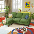 YESHOMY Couches for Living Room, Sofa with Movable Ottoman, Small Couch with Reversible Chaise and Side Pockets, L Shaped Couch for Small Space, Apartment (Corduroy, Green)