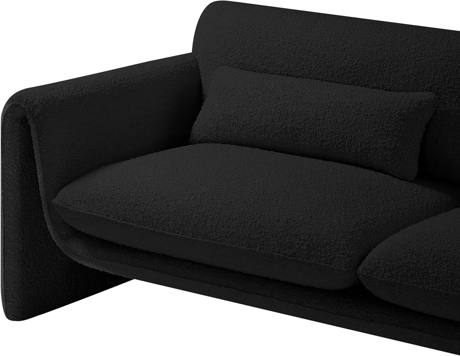 Meridian Furniture 198Black-S Stylus Collection Modern | Contemporary Boucle Fabric Upholstered Sofa with Rich Black Boucle Fabric, Curved Arms, 86' W x 38' D x 31' H, Black