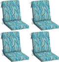 Arden 4-Pack Outdoor Patio Dining Chair Cushion, 20x44, Rain-Proof Seat Pad, Fade-Resistant Outdoor Cushion Teal Ariel