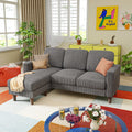 YESHOMY Couches for Living Room, Sofa with Movable Ottoman, Small Couch with Reversible Chaise and Side Pockets, L Shaped Couch for Small Space, Apartment (Corduroy, Grey)