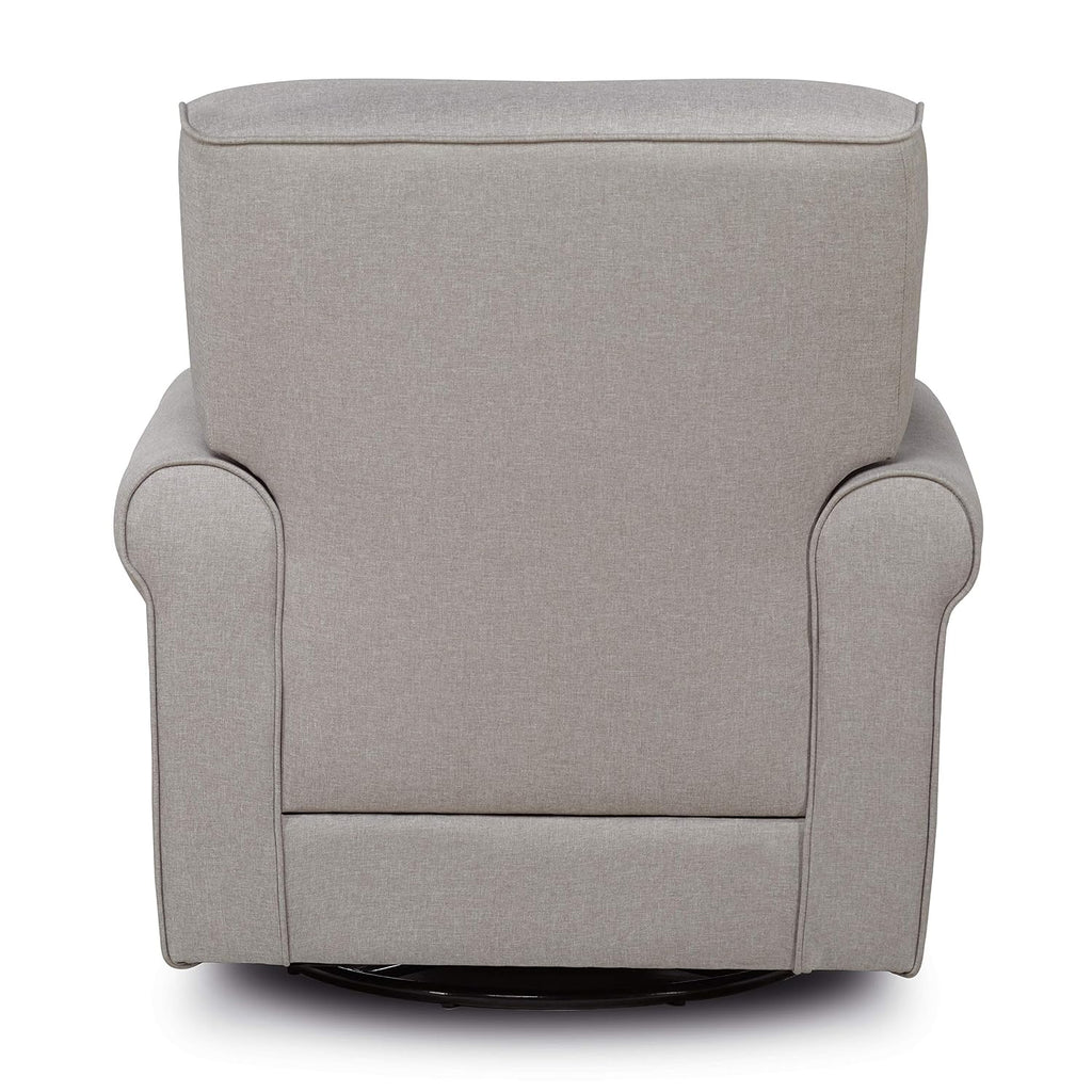 Evolur London Upholstered Plush Seating Glider Swivel, Ergonomically Designed for Nursery in Fossil, Tool-Free Assembly, Easy to Clean, Greenguard Gold Certified, Environmentally Conscious Glider