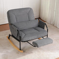 Oversized Rocking Chair, Extra-Wide Glider Patio Rocker Chairs with Foot Rest, Padded Cushion, Adjustable Backrest, Mental Wooden Farm, Indoor/Outdoor Living Room Bedroom Balcony Porch, Grey